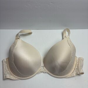 Ambrielle Cream Ivory Molded Cup Bra with Lace Trim Plunge Full Coverage 42C
